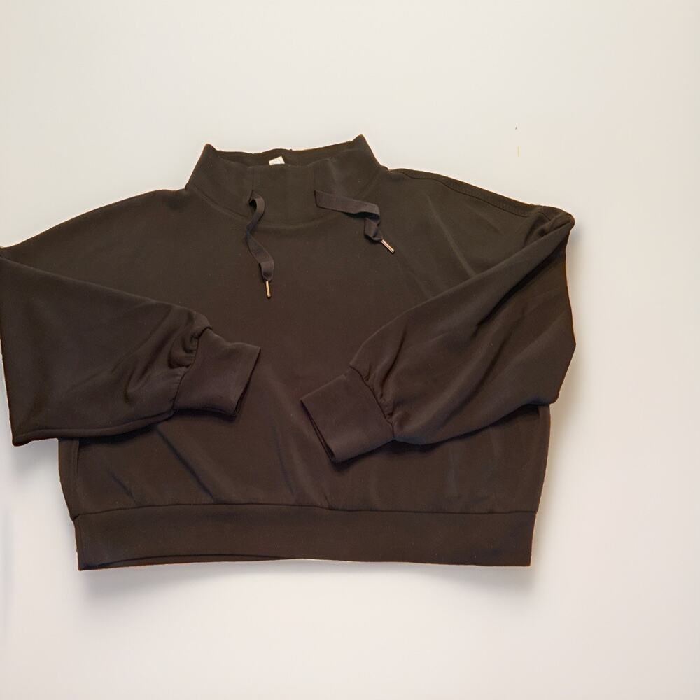 Spanx Black Cropped Sweatshirt XL Air Luxe